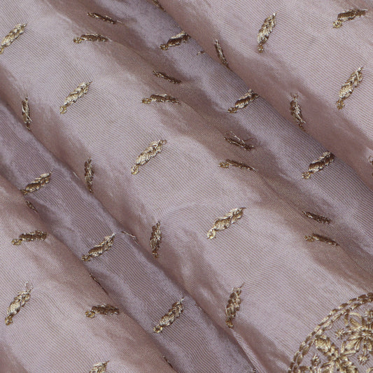 Mute Pink Color Tissue Booti Embroidery Fabric