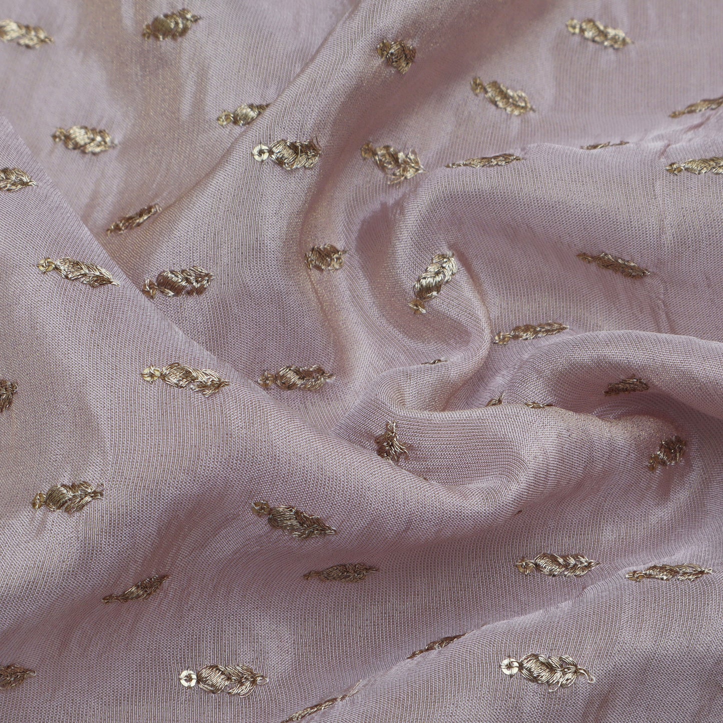 Mute Pink Color Tissue Booti Embroidery Fabric