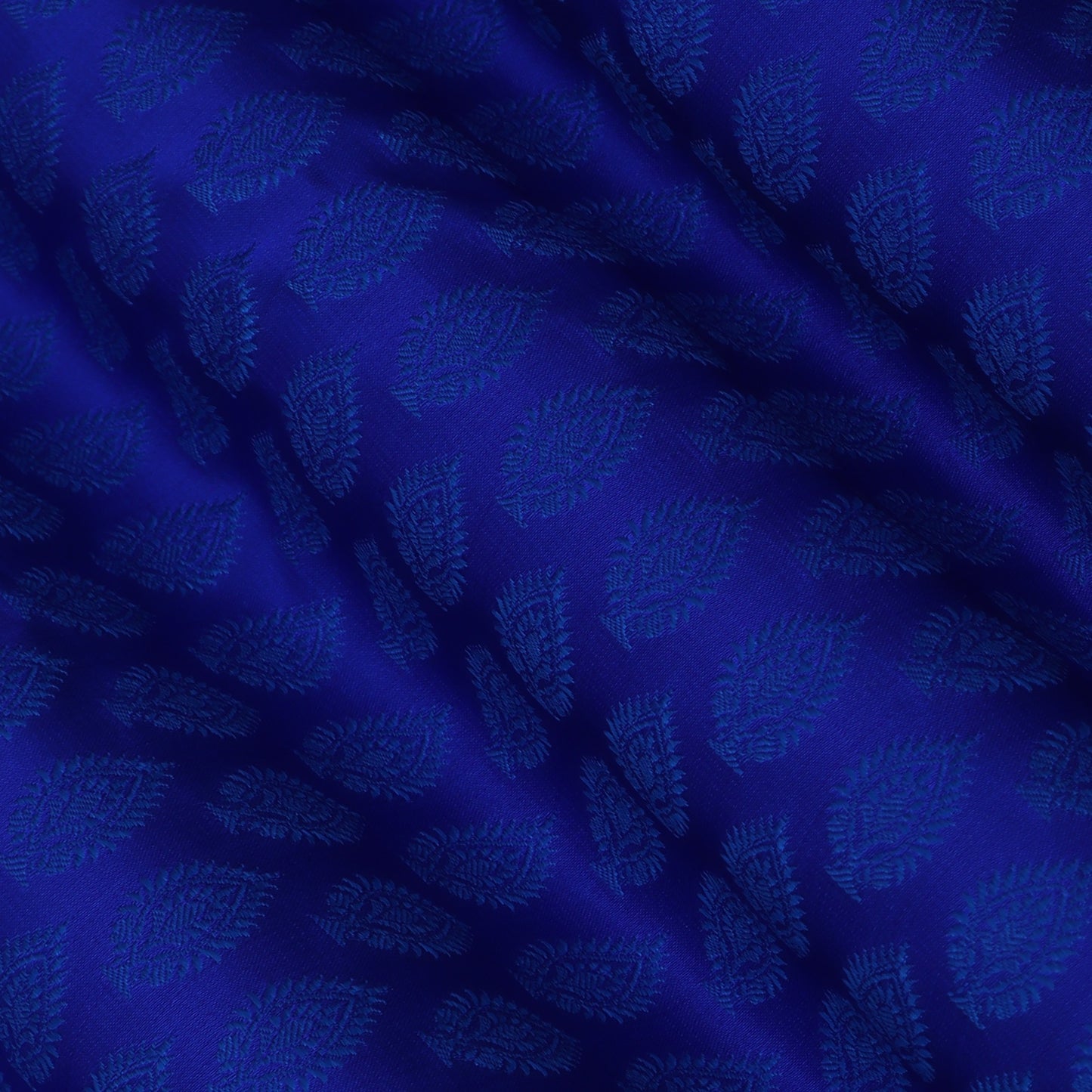 Royal Blue Color Tanchui Self Brocade Fabric