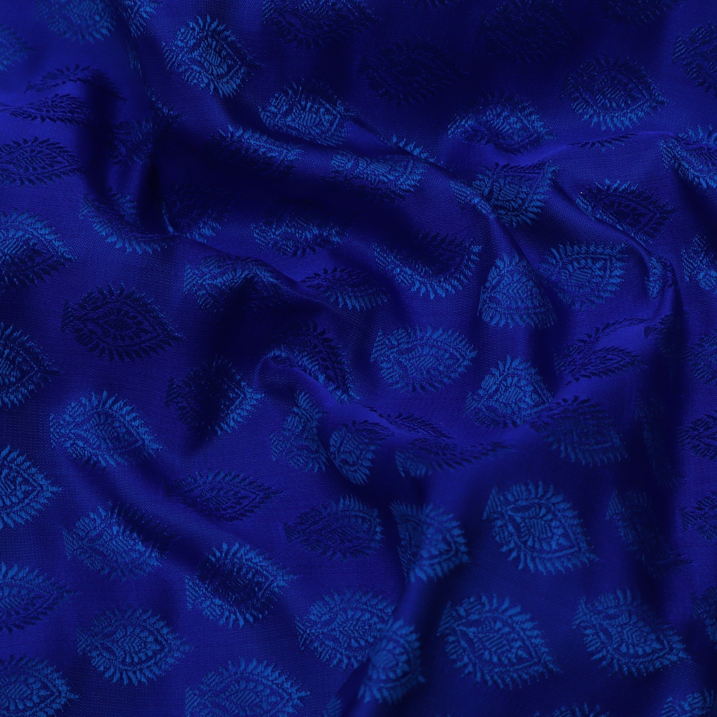 Royal Blue Color Tanchui Self Brocade Fabric