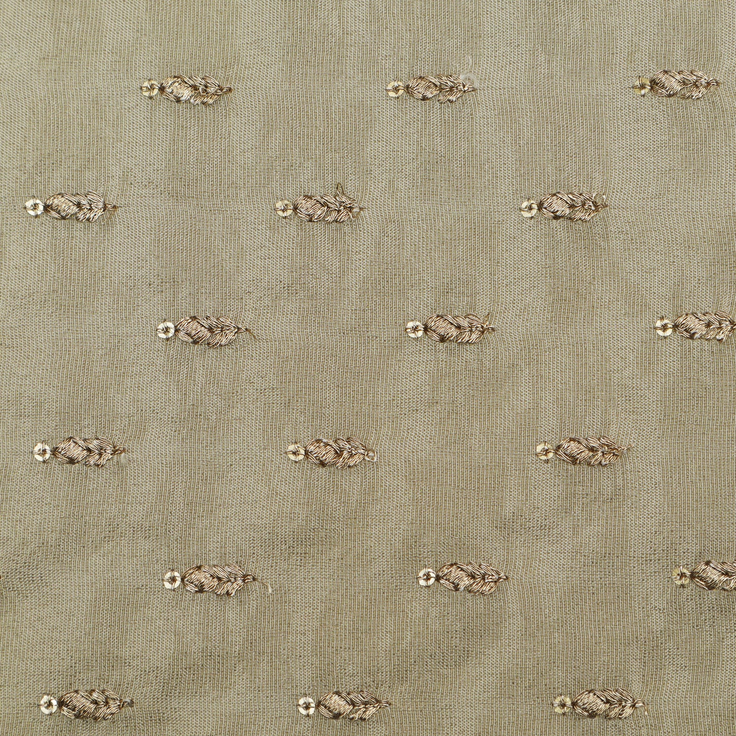 Beige Color Tissue Booti Embroidery Fabric