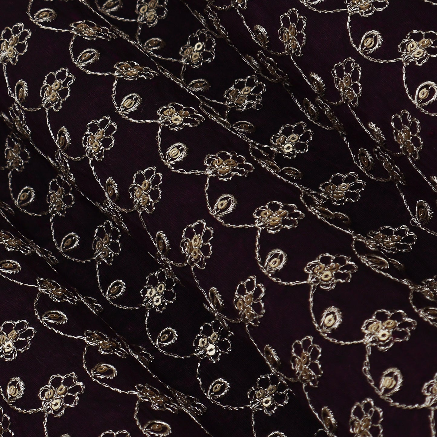 Purple Color Raw Silk Embroidery Fabric