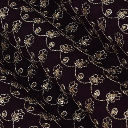 Purple Color Raw Silk Embroidery Fabric