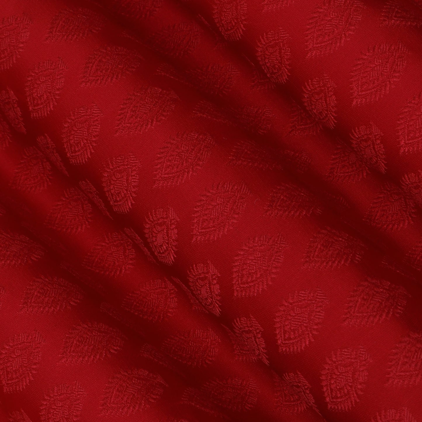 Red Color Tanchui Self Brocade Fabric