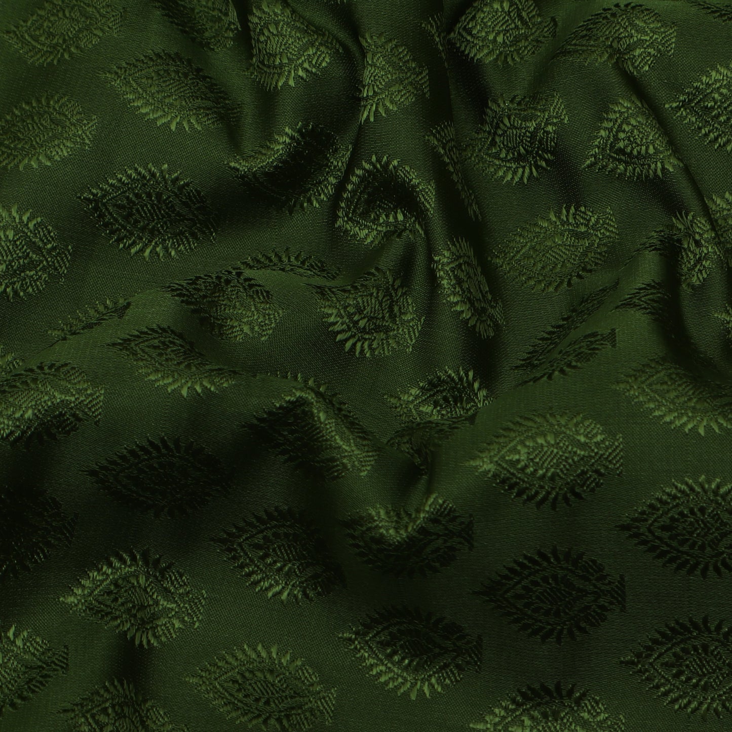 Bottle Green Color Tanchui Self Brocade Fabric