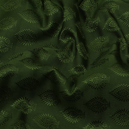 Bottle Green Color Tanchui Self Brocade Fabric