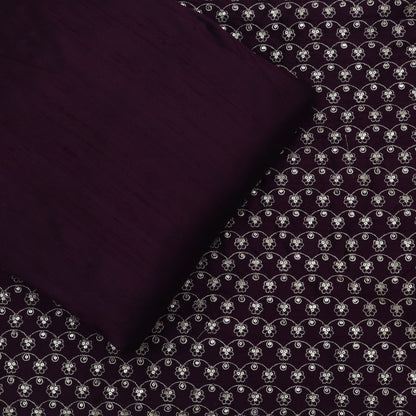 Purple Color Raw Silk Plain Fabric