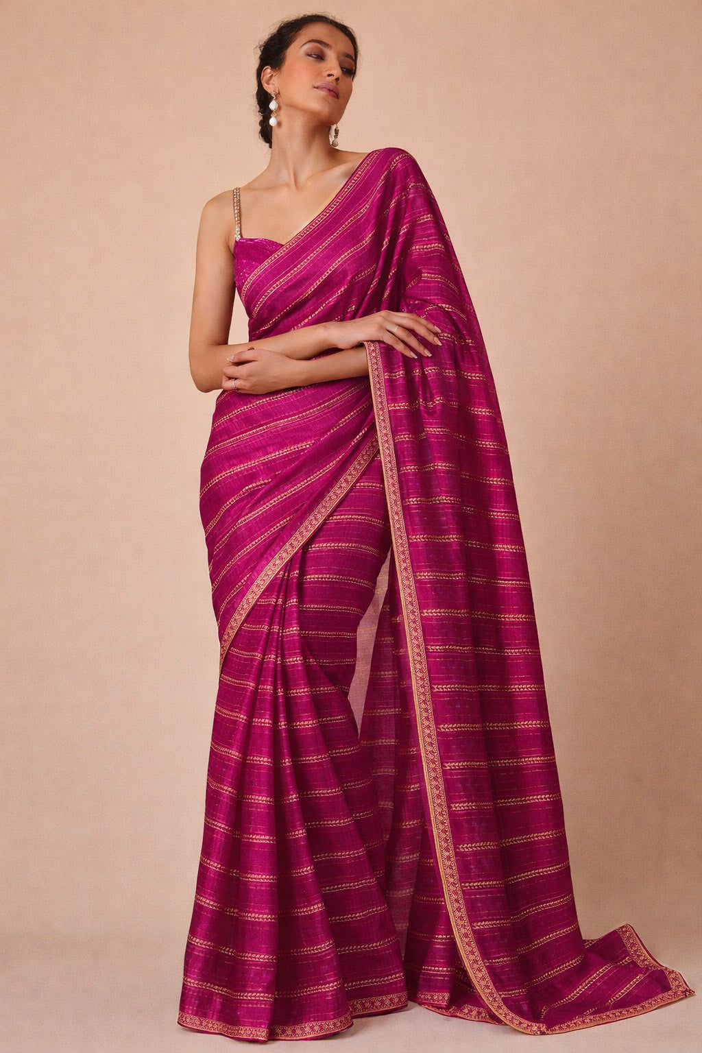 Pure Raw Silk Zari Stripe Fabric