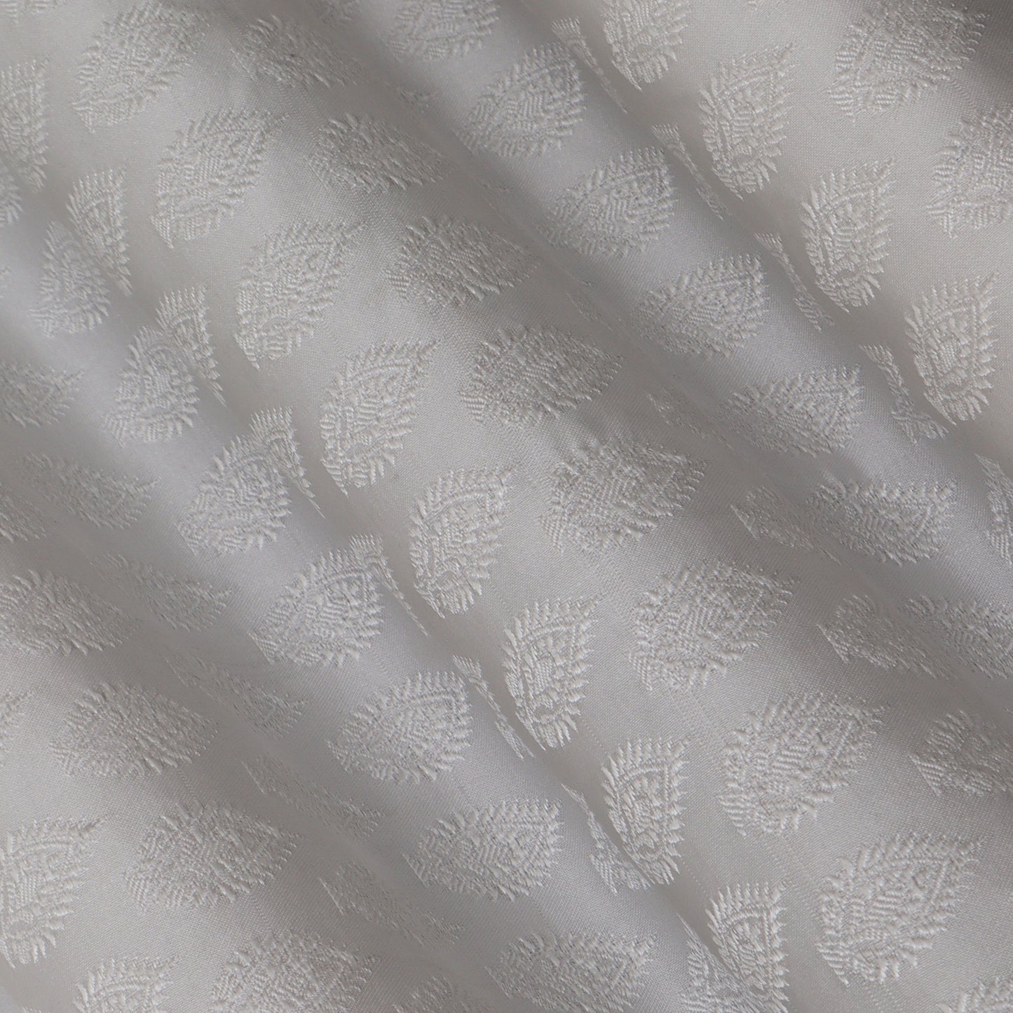 White Color Tanchui Self Brocade Fabric