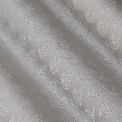 White Color Tanchui Self Brocade Fabric