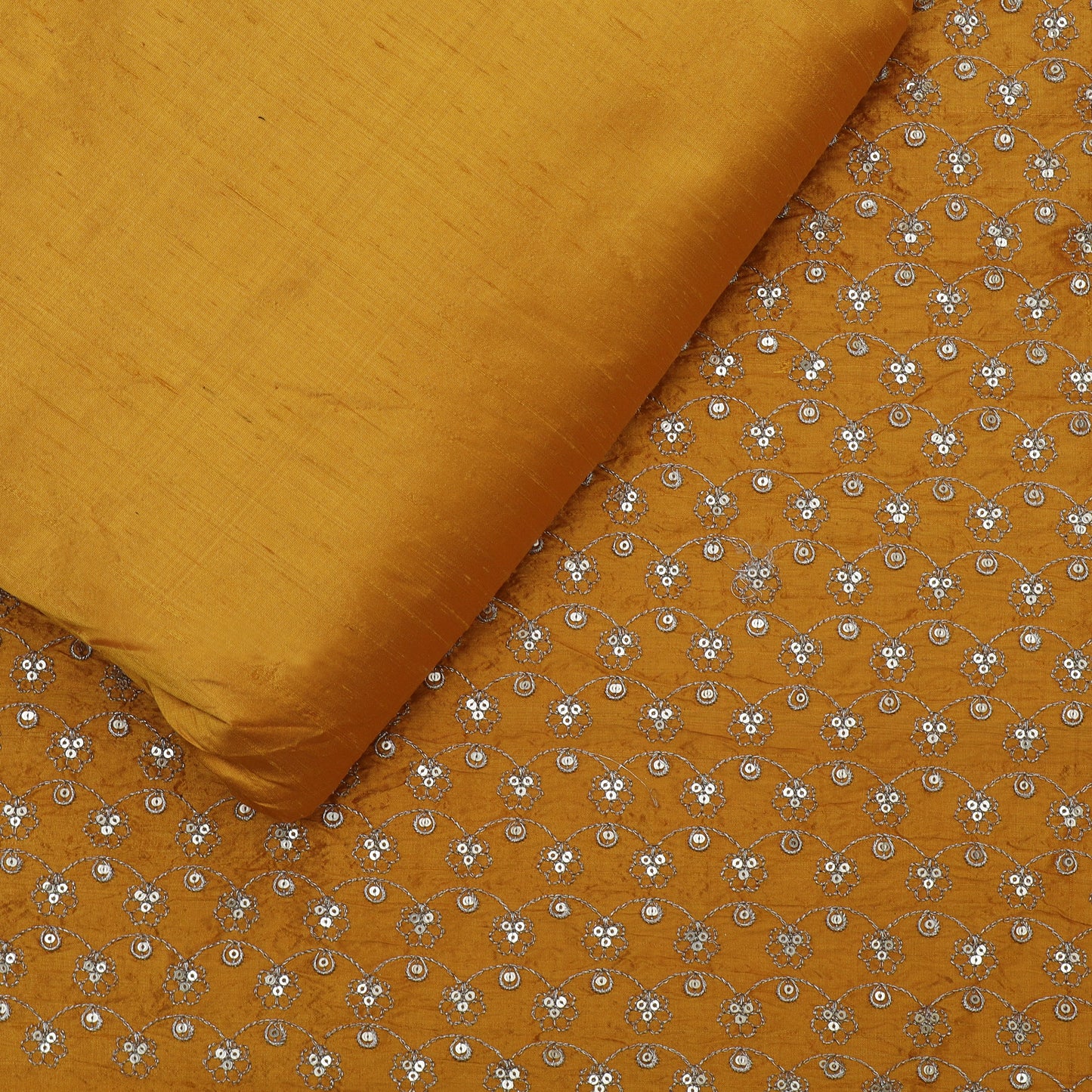 Mustard Color Raw Silk Plain Fabric