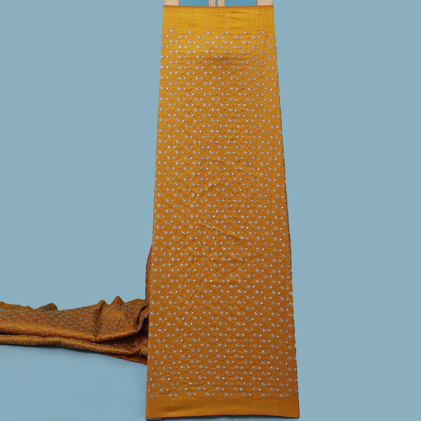 Mustard Color Raw Silk Plain Fabric