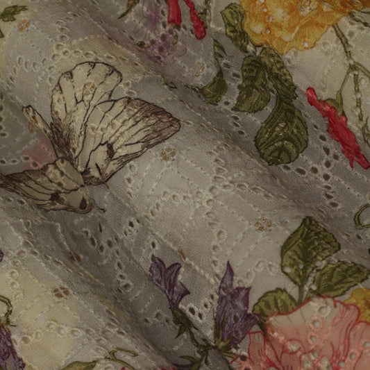 Colored Color Georgette Print Embroidery Fabric