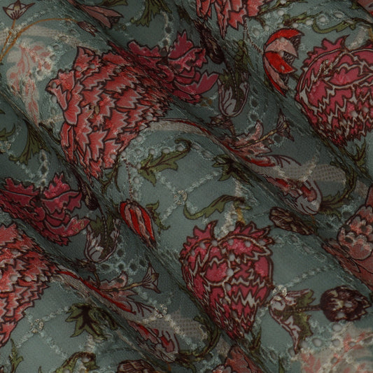 Colored Color Georgette Print Embroidery Fabric