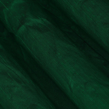 Bottle Green Color Raw Silk Plain Fabric