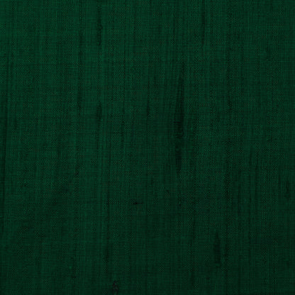 Bottle Green Color Raw Silk Plain Fabric