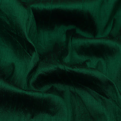 Bottle Green Color Raw Silk Plain Fabric