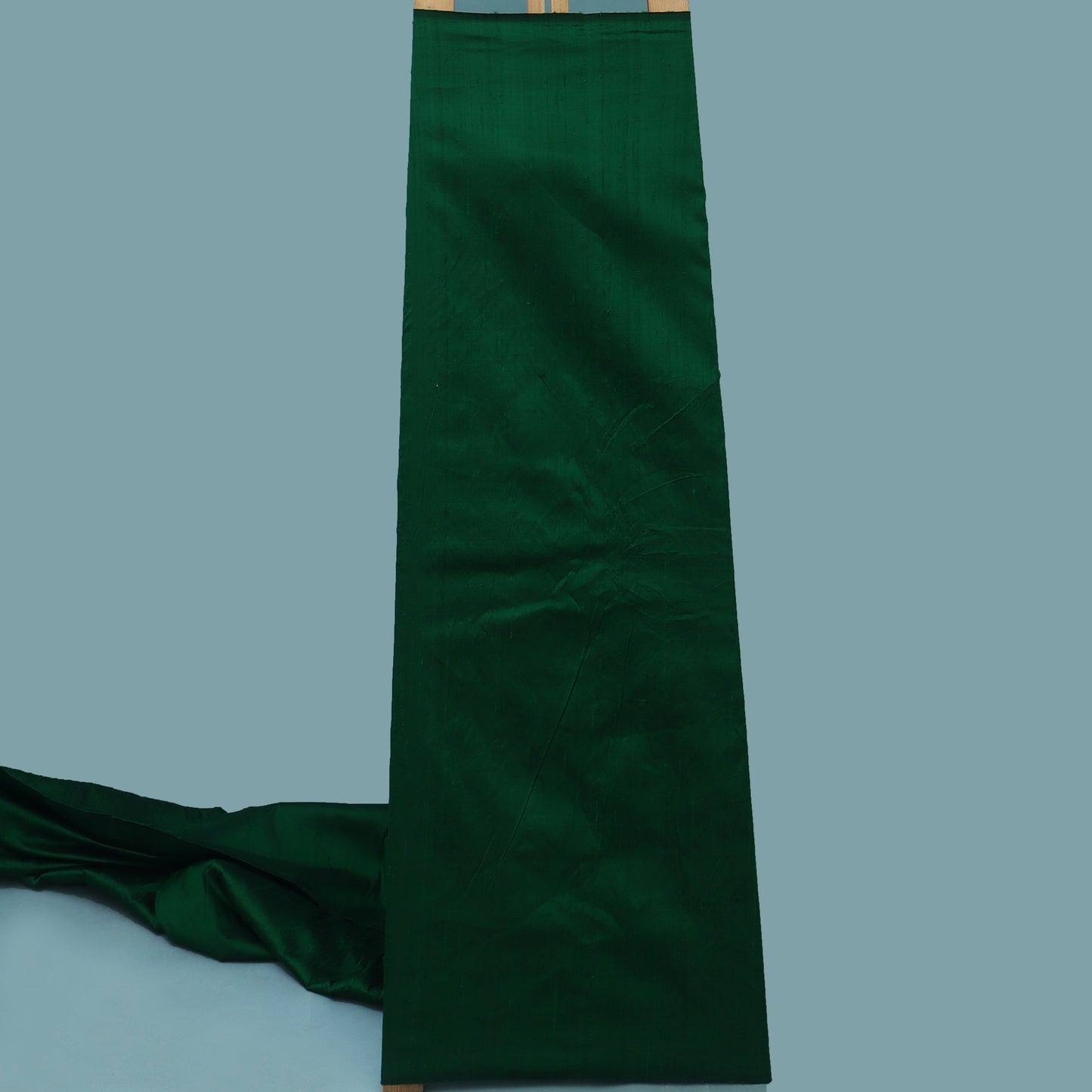 Bottle Green Color Raw Silk Plain Fabric