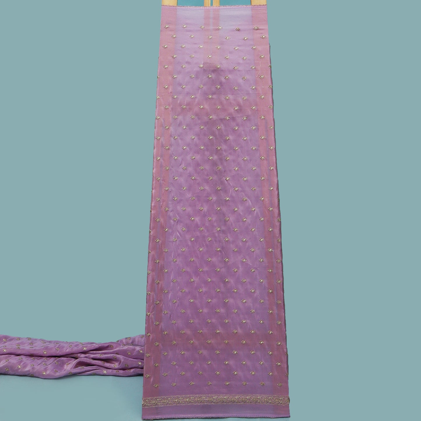 Lavender Color Tissue Booti Embroidery Fabric