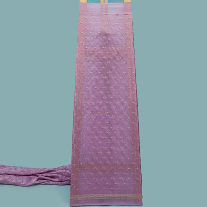 Lavender Color Tissue Booti Embroidery Fabric