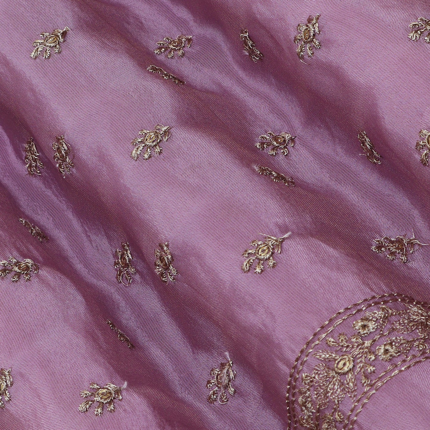 Lavender Color Tissue Booti Embroidery Fabric