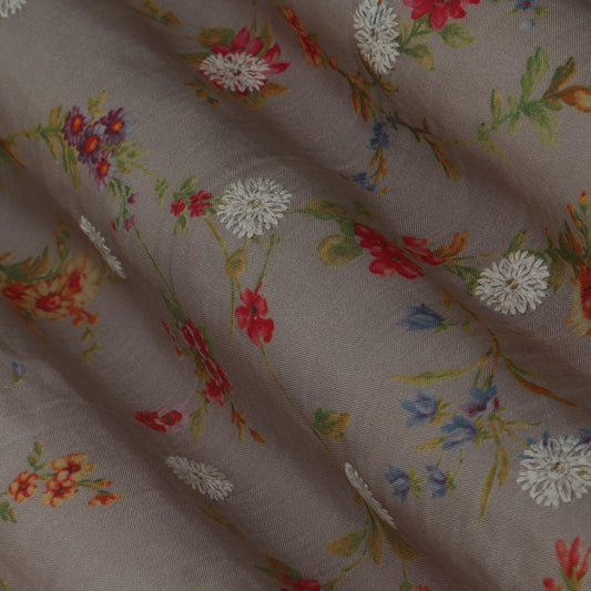 Colored Color Mulmul Embroidery Fabric