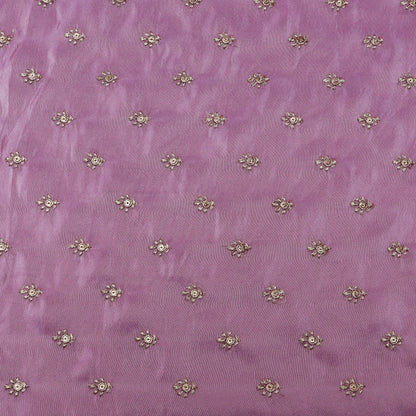 Lavender Color Tissue Booti Embroidery Fabric
