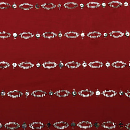 Red Color Chinon Chiffon Embroidery Fabric