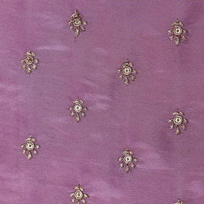 Lavender Color Tissue Booti Embroidery Fabric