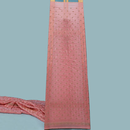 Gajri Color Tissue Booti Embroidery Fabric