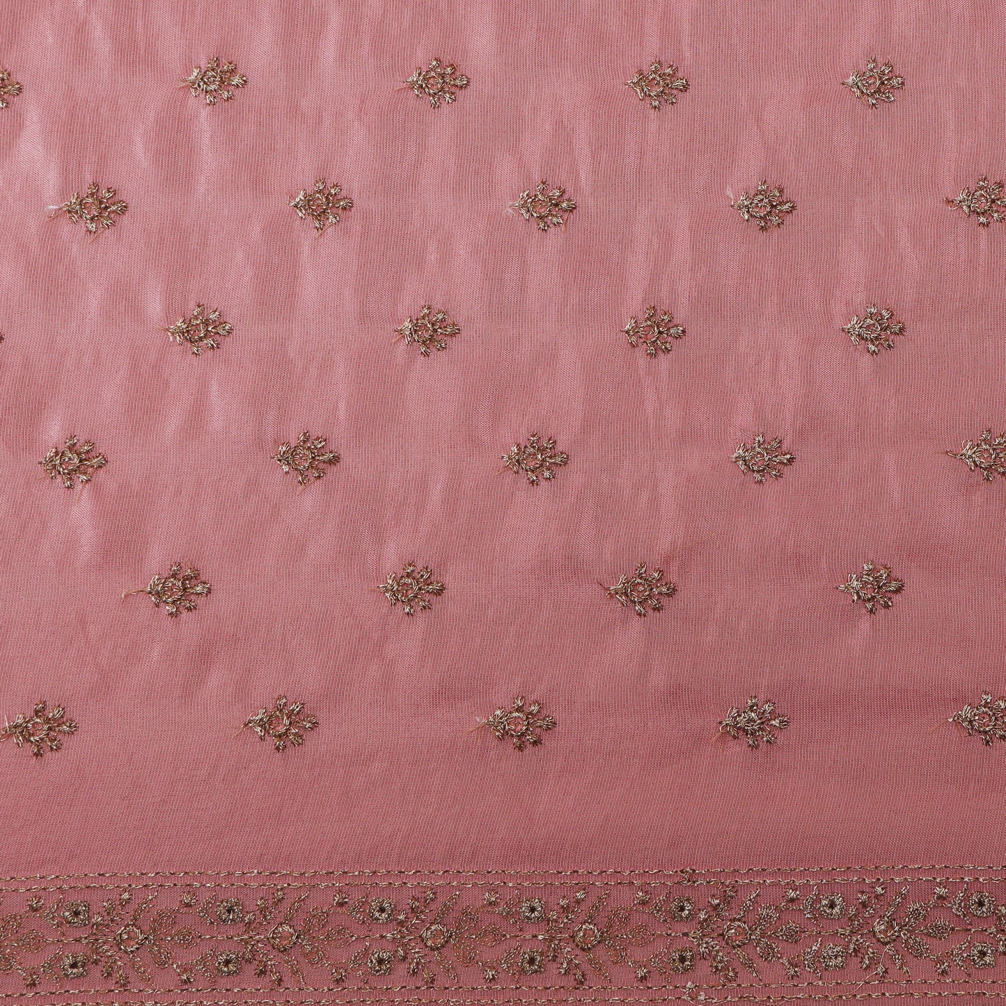 Gajri Color Tissue Booti Embroidery Fabric