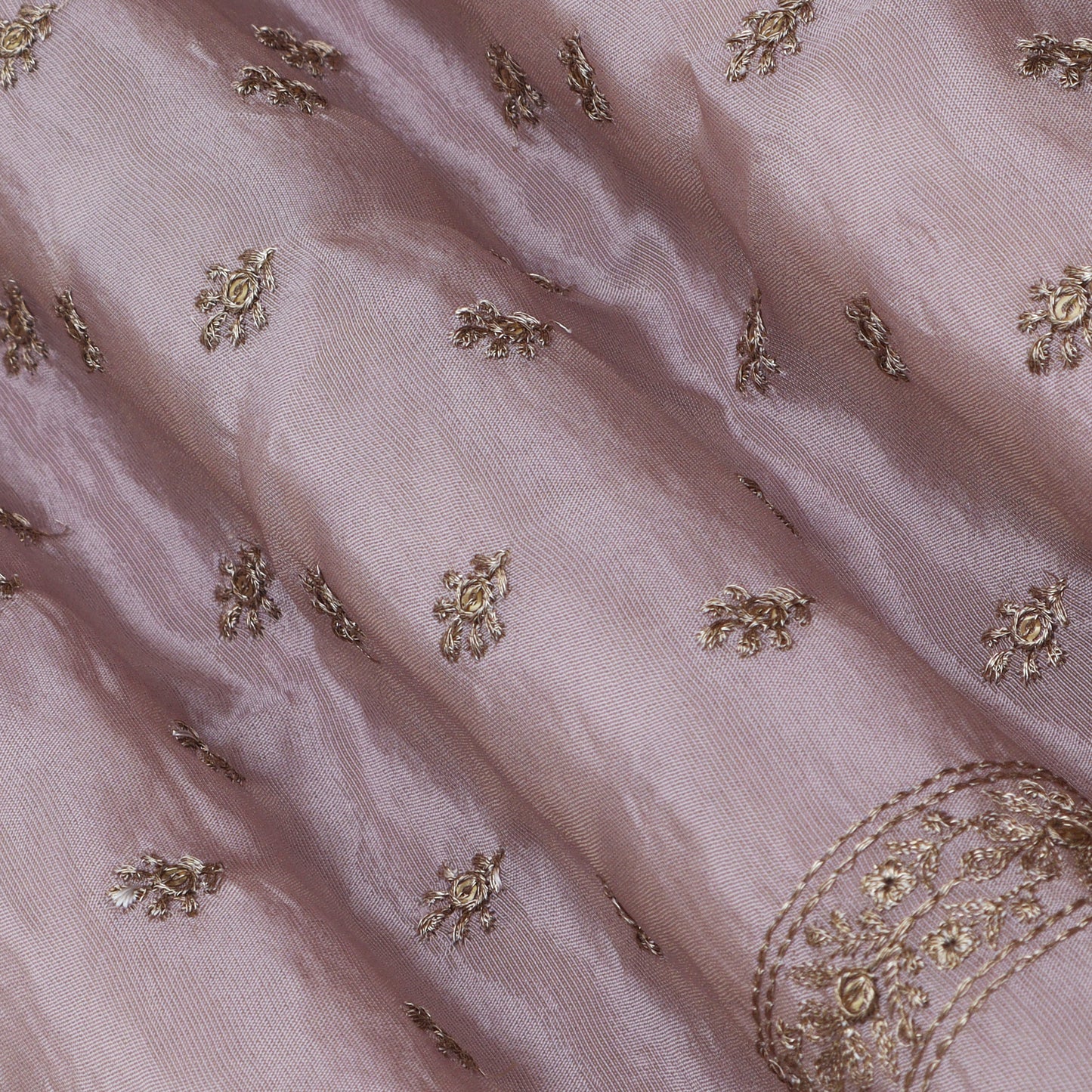 Mute Pink Color Tissue Booti Embroidery Fabric