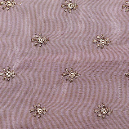 Mute Pink Color Tissue Booti Embroidery Fabric
