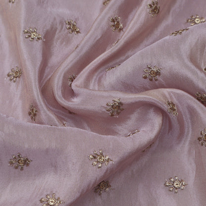 Mute Pink Color Tissue Booti Embroidery Fabric