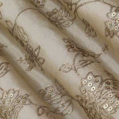 Beige Color Tissue Embroidery Fabric