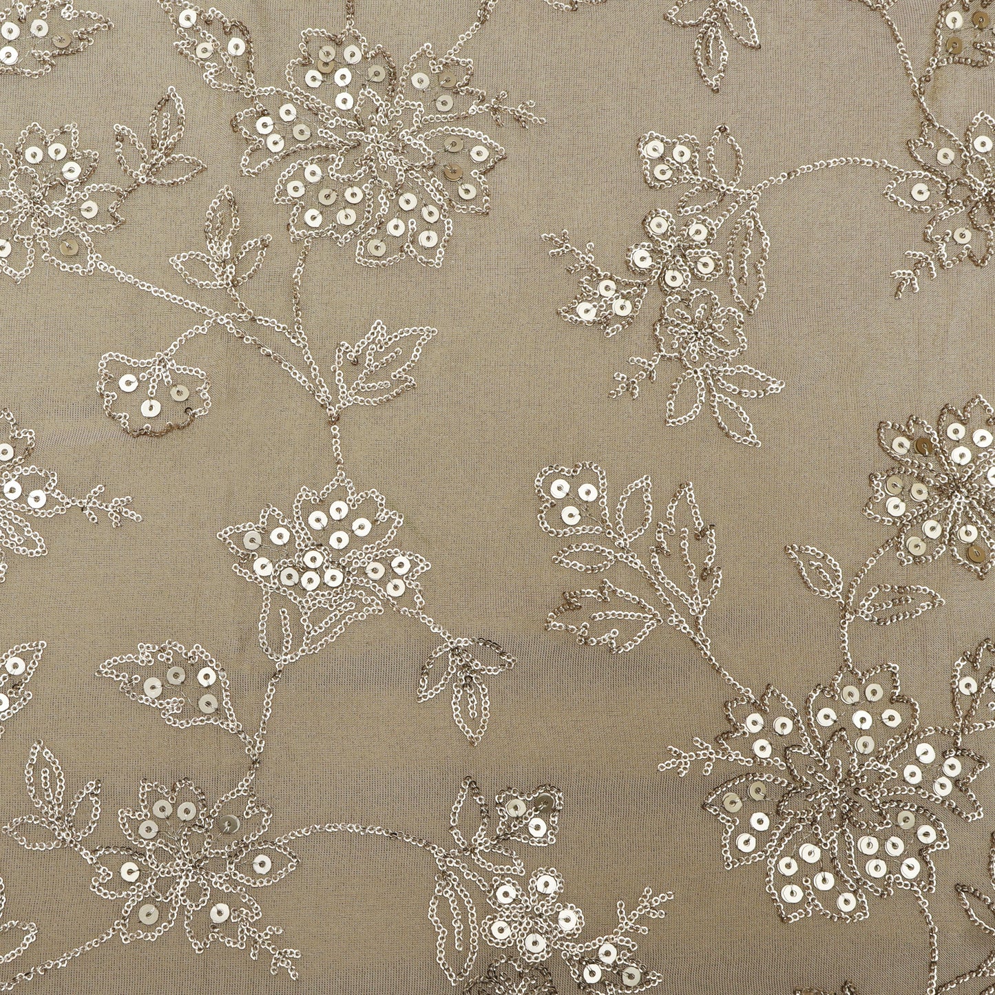 Beige Color Tissue Embroidery Fabric