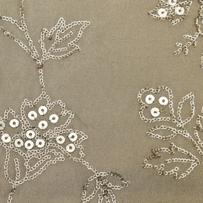 Beige Color Tissue Embroidery Fabric