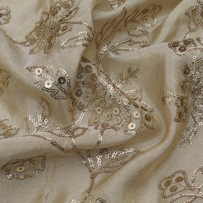 Beige Color Tissue Embroidery Fabric