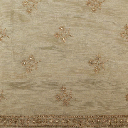 Beige Color Tissue Booti Embroidery Fabric