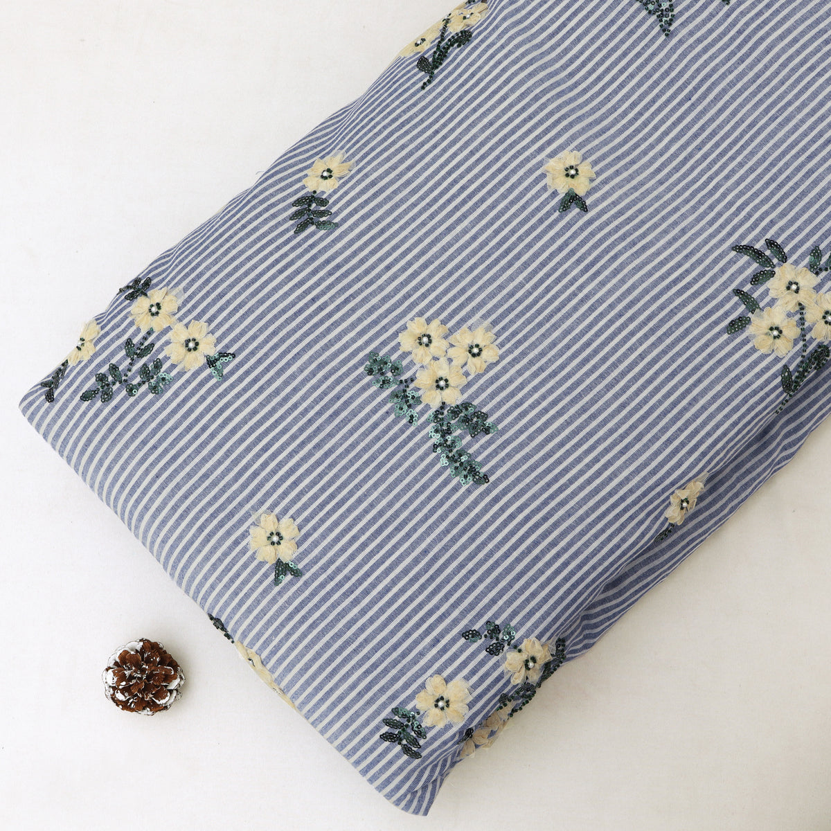 Cotton Stripe Linen Embroidery Fabric