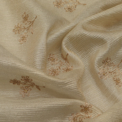 Beige Color Tissue Booti Embroidery Fabric