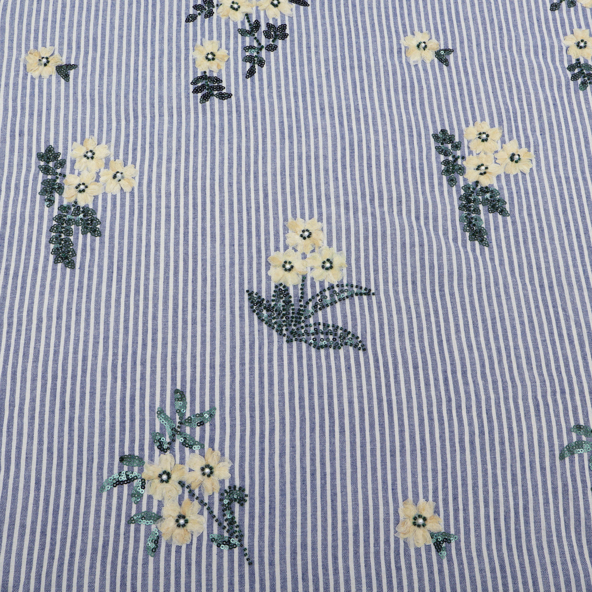Cotton Stripe Linen Embroidery Fabric