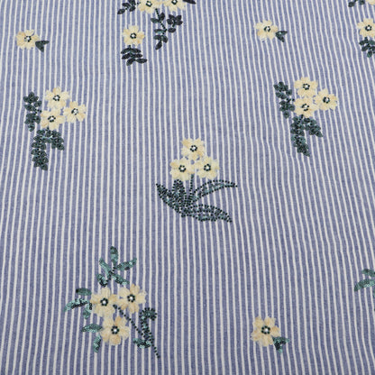 Cotton Stripe Linen Embroidery Fabric