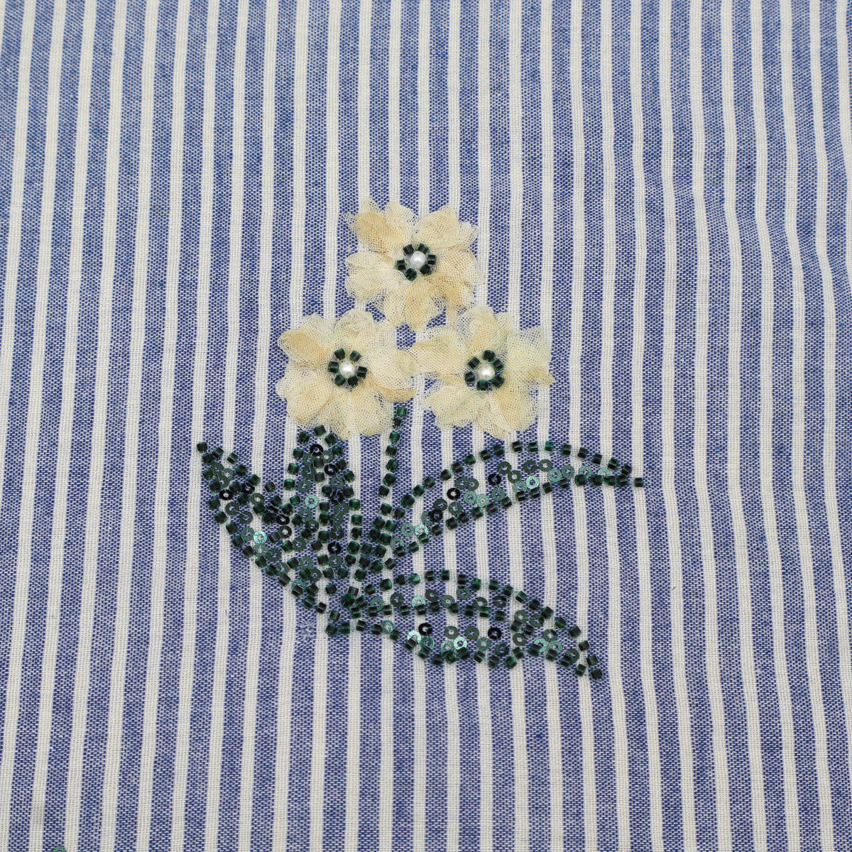 Cotton Stripe Linen Embroidery Fabric