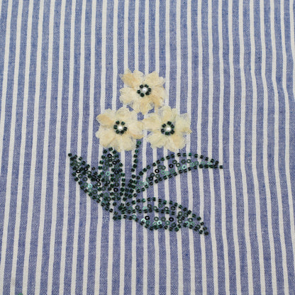 Cotton Stripe Linen Embroidery Fabric