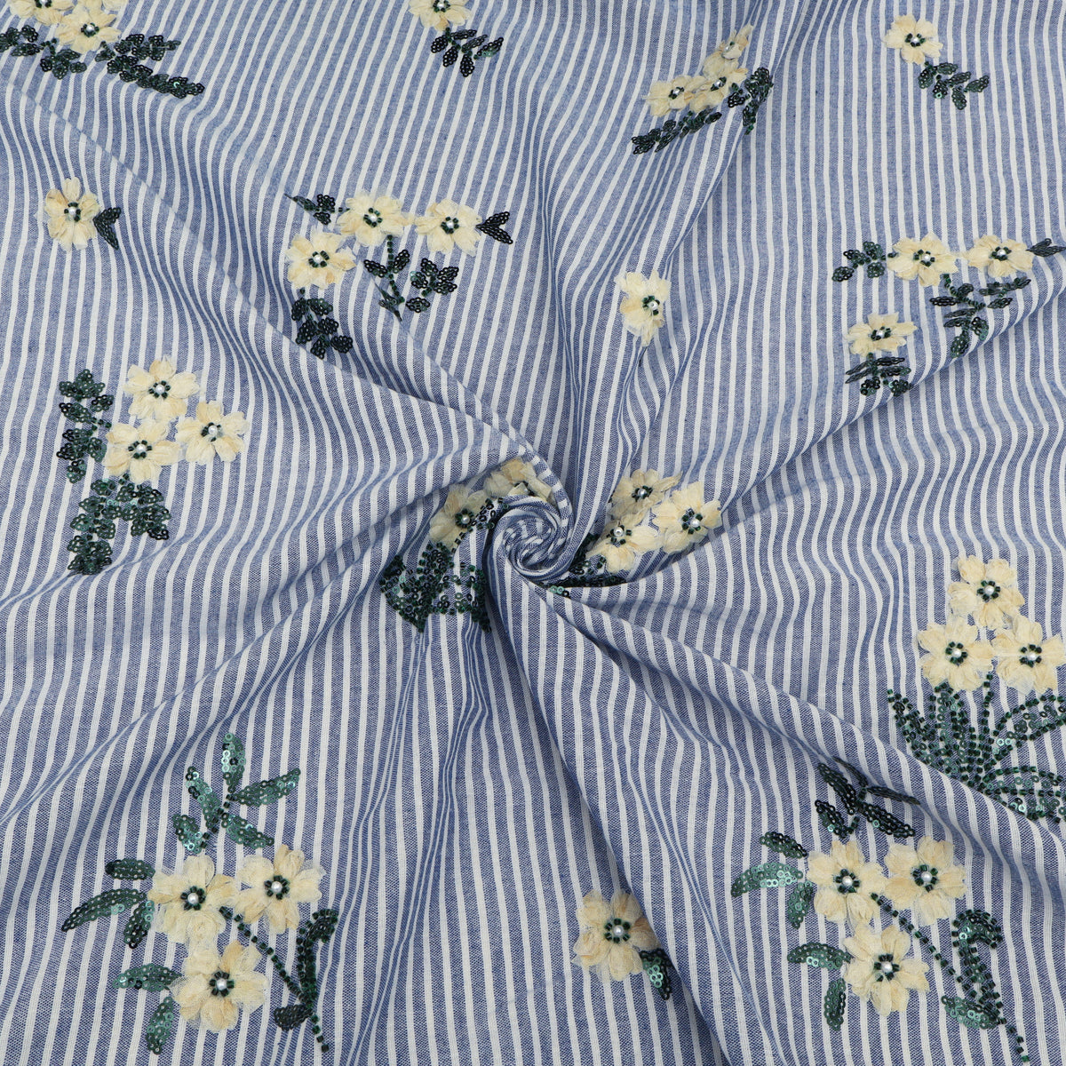 Cotton Stripe Linen Embroidery Fabric