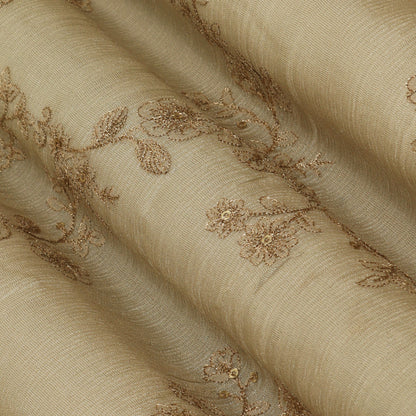 Beige Color Tissue Embroidery Fabric