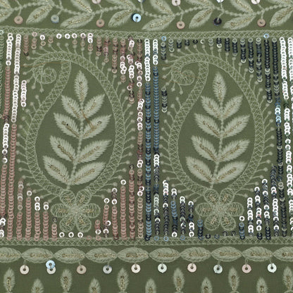 Pista Green Color Georgette Embroidery Fabric