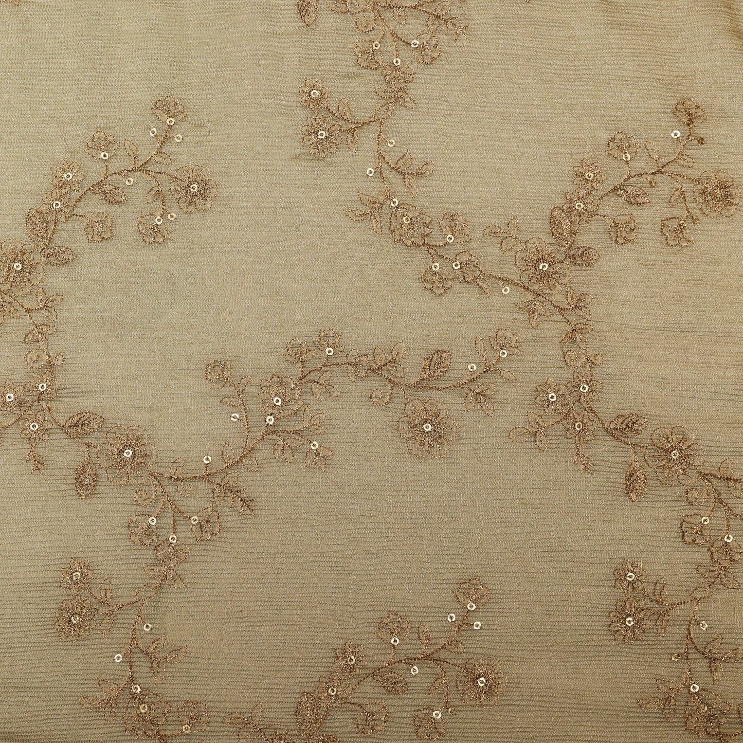 Beige Color Tissue Embroidery Fabric