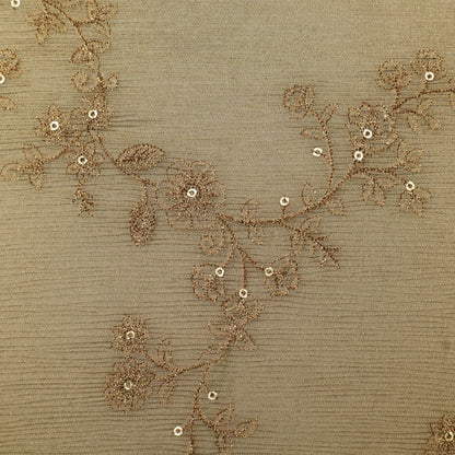 Beige Color Tissue Embroidery Fabric